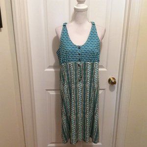 Athleta Dress 12 Teal Brown Featherweight Packable